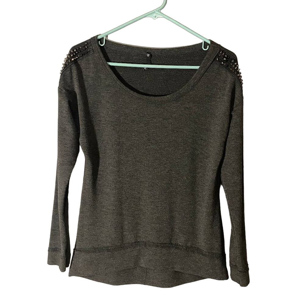 Love Culture Gray Long Sleeve Spike Detail Pullover Knit Sweater Women’s Small